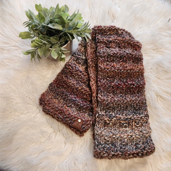 Handmade Loom Knit Brown Colorful Scarf - Picture 1 of 4